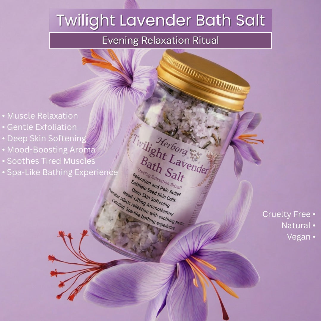 TWILIGHT LAVENDER EPSOM BATH SALT:  Evening Relaxation Ritual