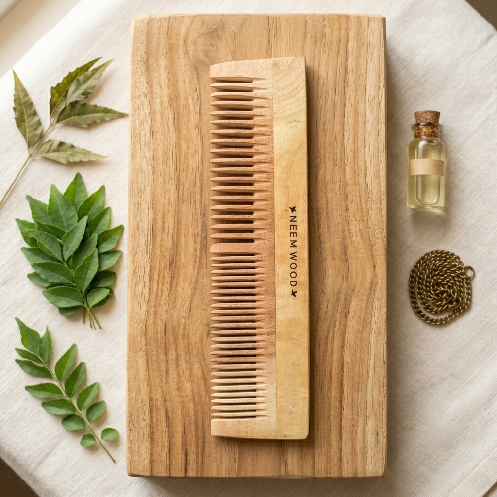 NEEM WOOD COMB (Dual Tooth) - Detangling, Frizz Control and Improved Scalp Health