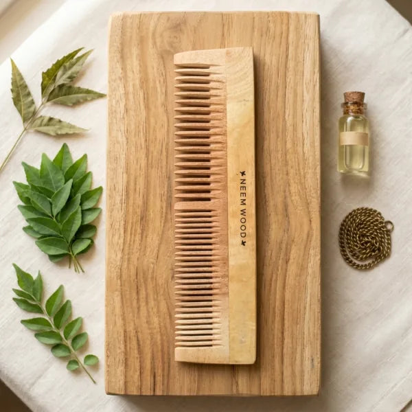 NEEM WOOD COMB (Dual Tooth) - Detangling, Frizz Control and Improved Scalp Health