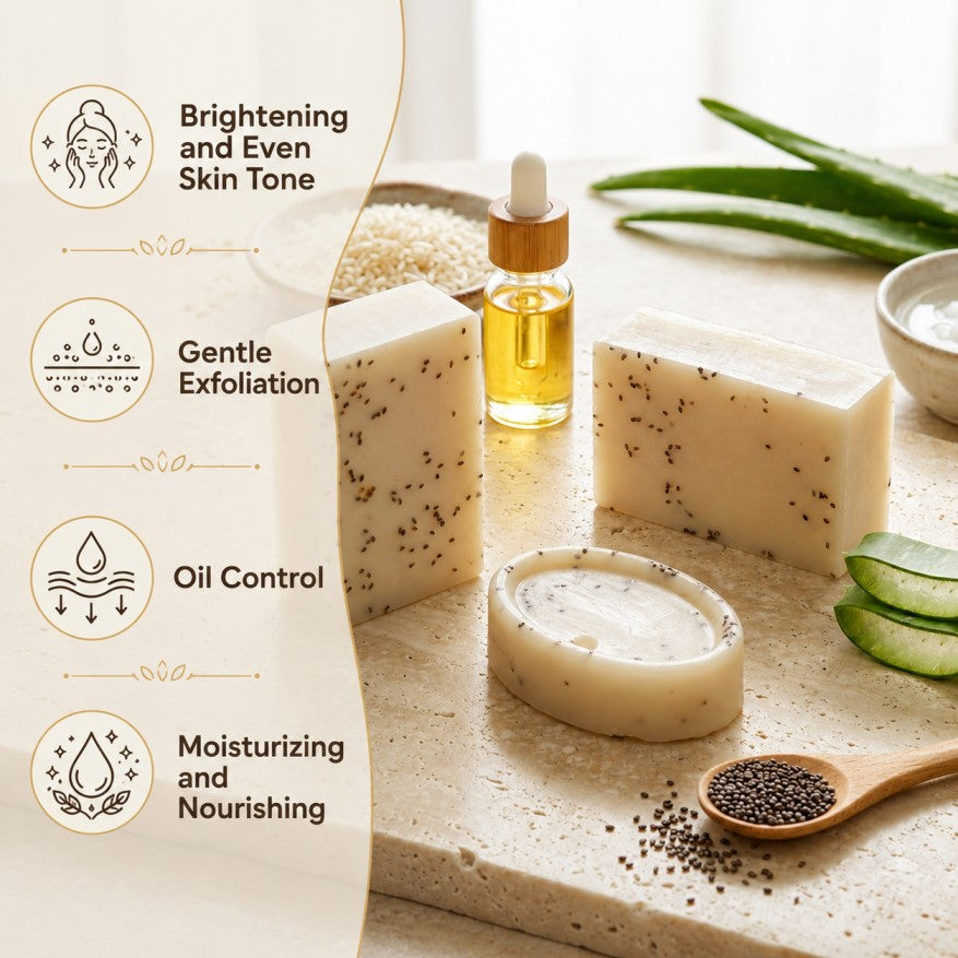 Glass Skin Rice & Chia Seed Soap⭐